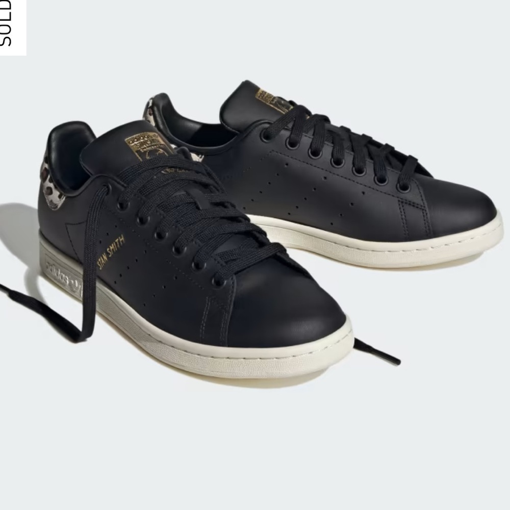 Women’s ADIDAS Stan Smith black leather leopard sneakers- Size 6 - Picture 2 of 11